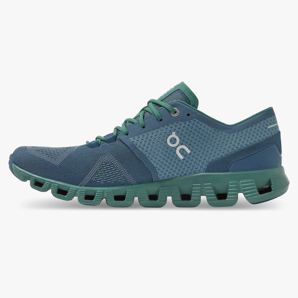 On Running Cloud X Straßenlaufschuhe Herren Blau Grün | KZB3169ZH